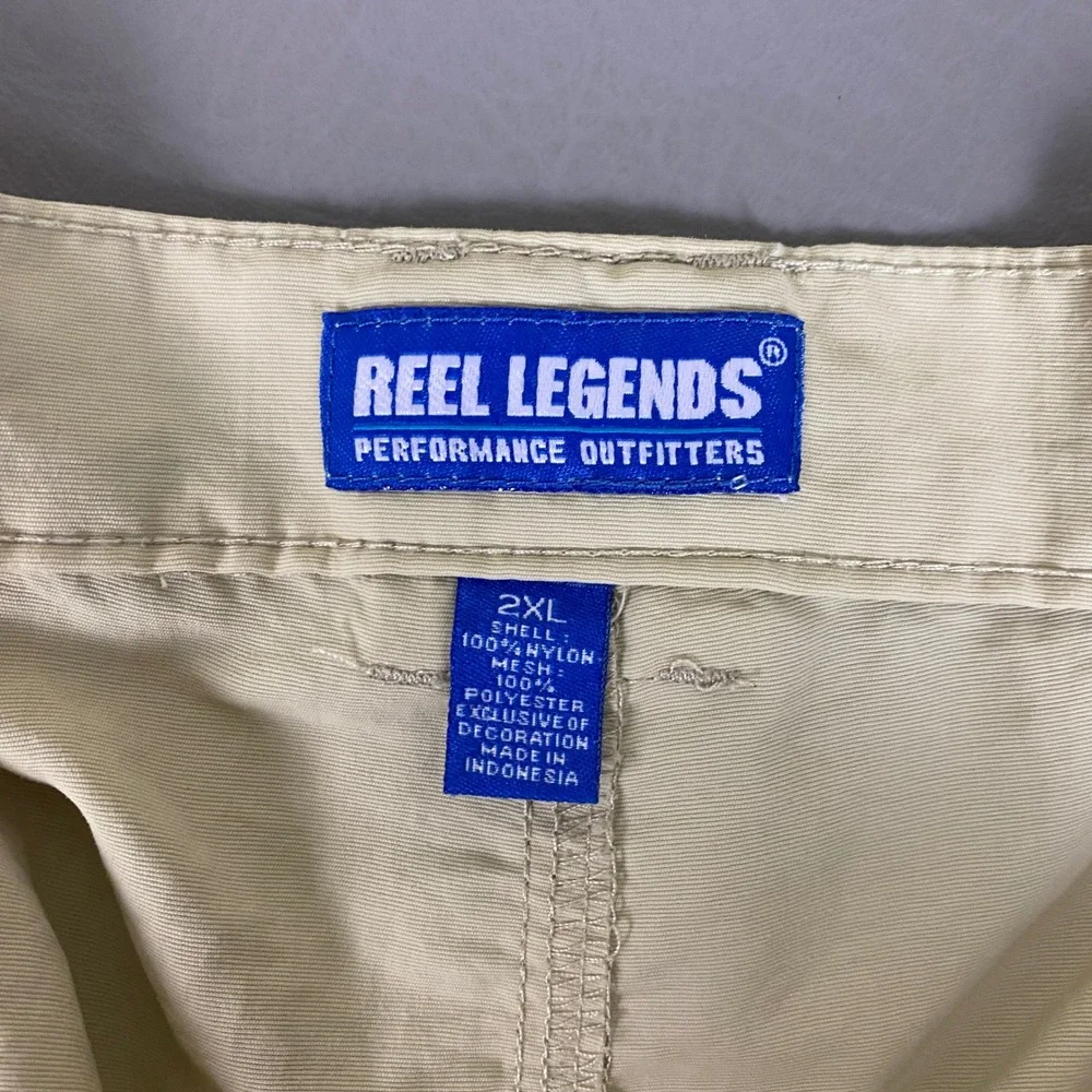 Reel Legends Cargo Shorts Performance Fishing Men's 2XL Tan Nylon Quick Dry NWOT